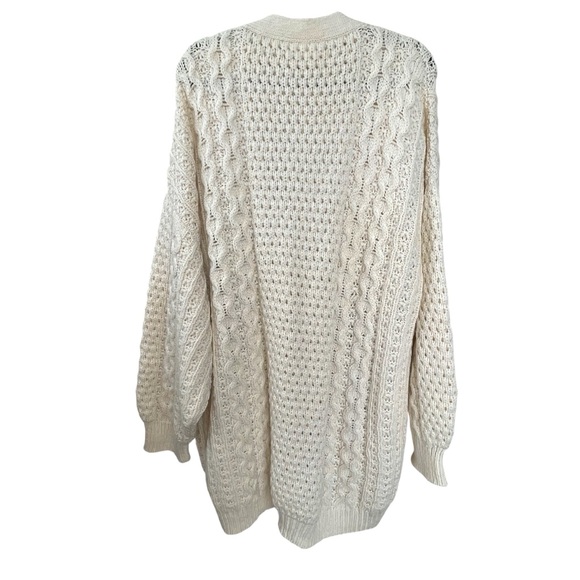 Aritzia Wilfred Free Merino Wool Chunky Knit Open Long Cardigan Sweater Cream XL - Picture 6 of 7
